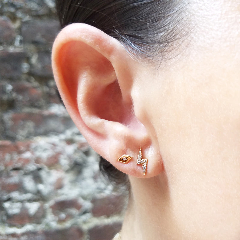 Small Diamond Evil Eye Earring - The Ear Stylist by Jo Nayor