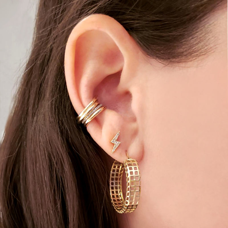 14K Gold Lattice Hoops - Designer Earrings - The EarStylist by Jo Nayor 