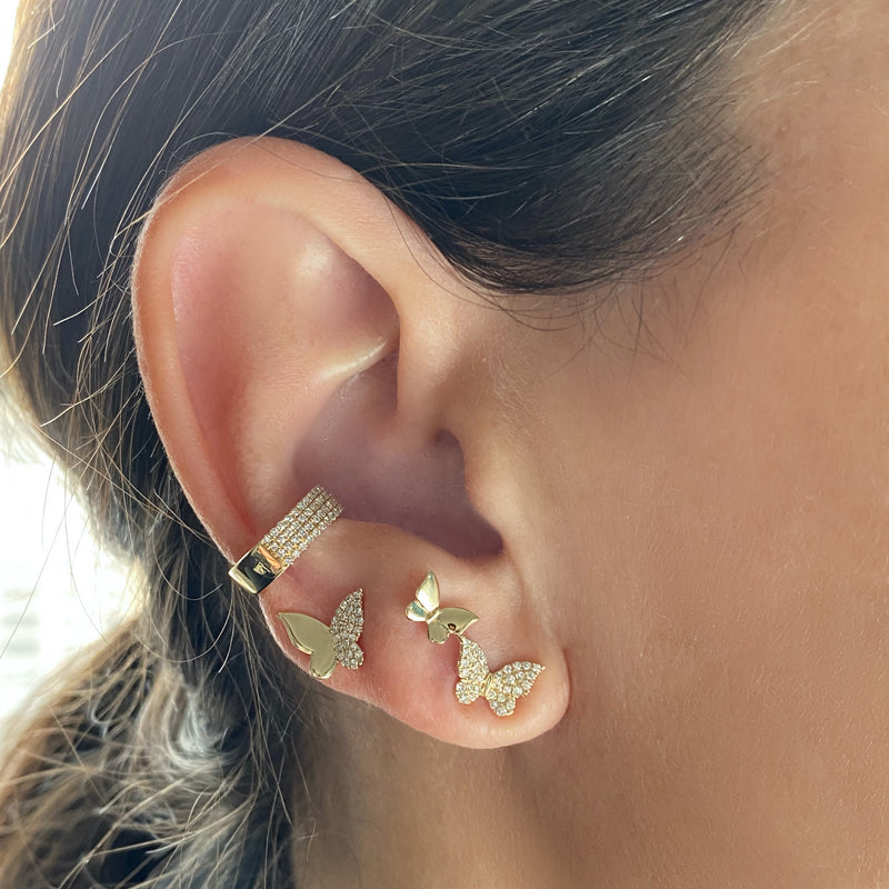 14K Gold & Pave Butterfly Set - Designer Earrings - The Ear Stylist