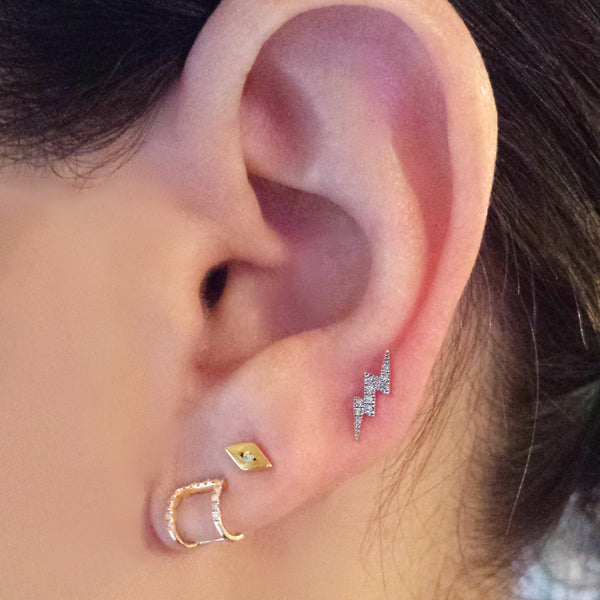 Diamond Double Lightning Bolt Stud Earring - The Ear Stylist by Jo Nayor