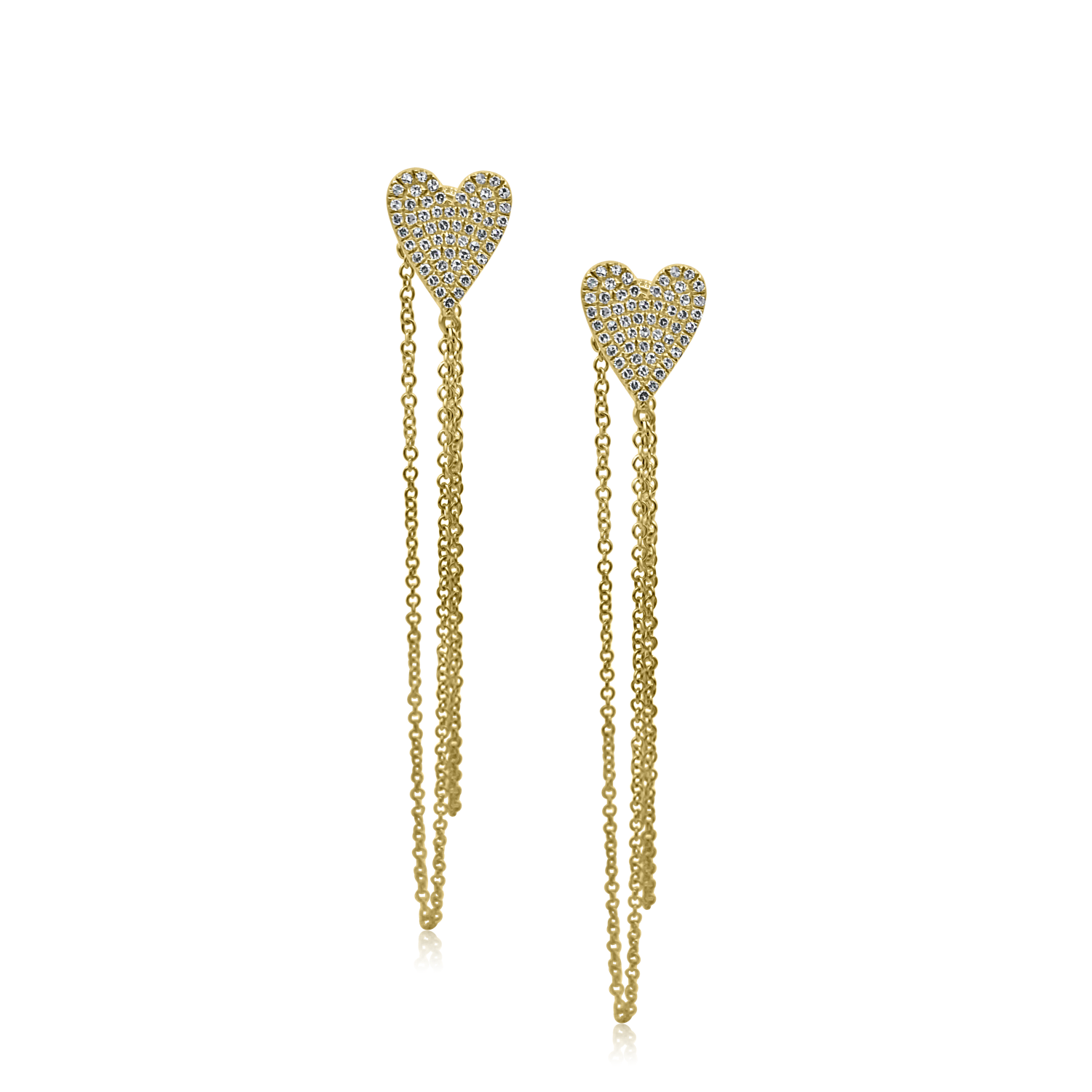 Cascading Diamond Heart Studs - Designer Earrings - The Ear Stylist