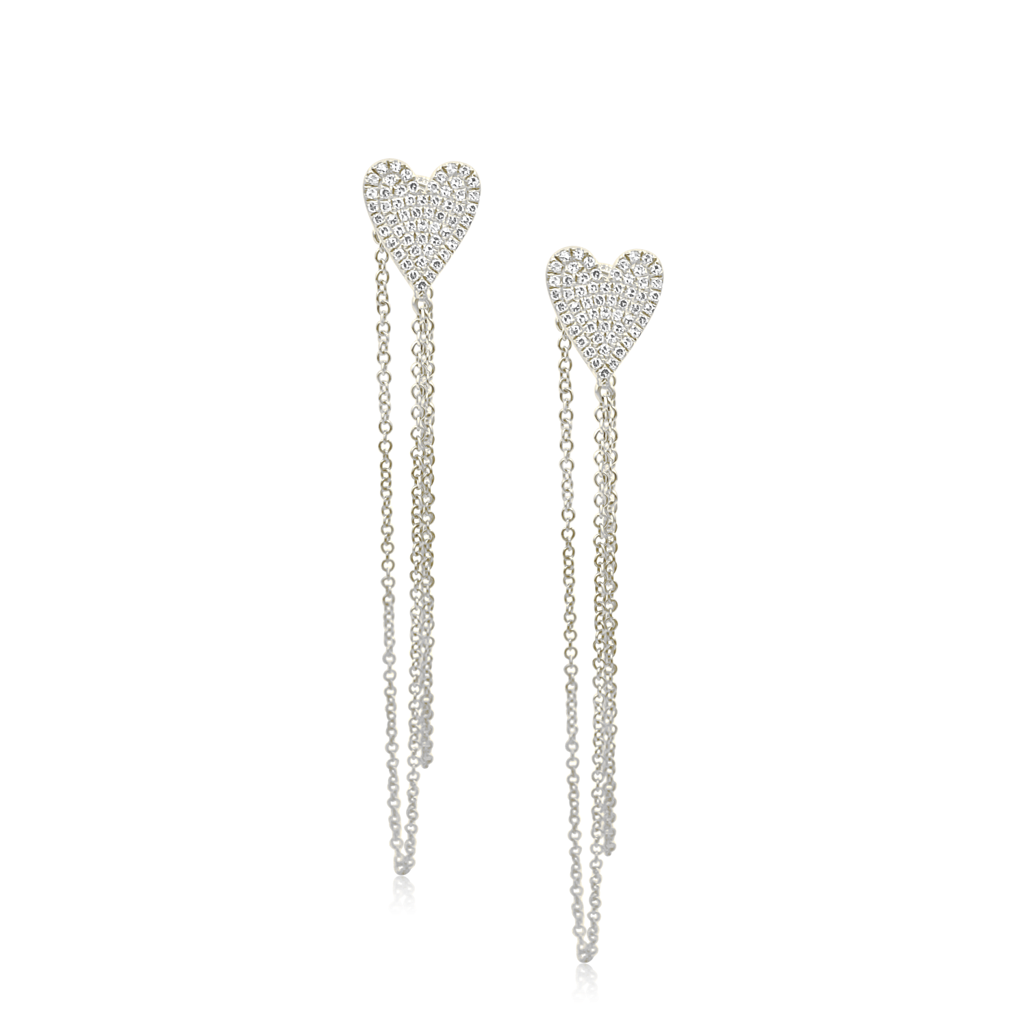 Cascading Diamond Heart Studs - Designer Earrings - The Ear Stylist