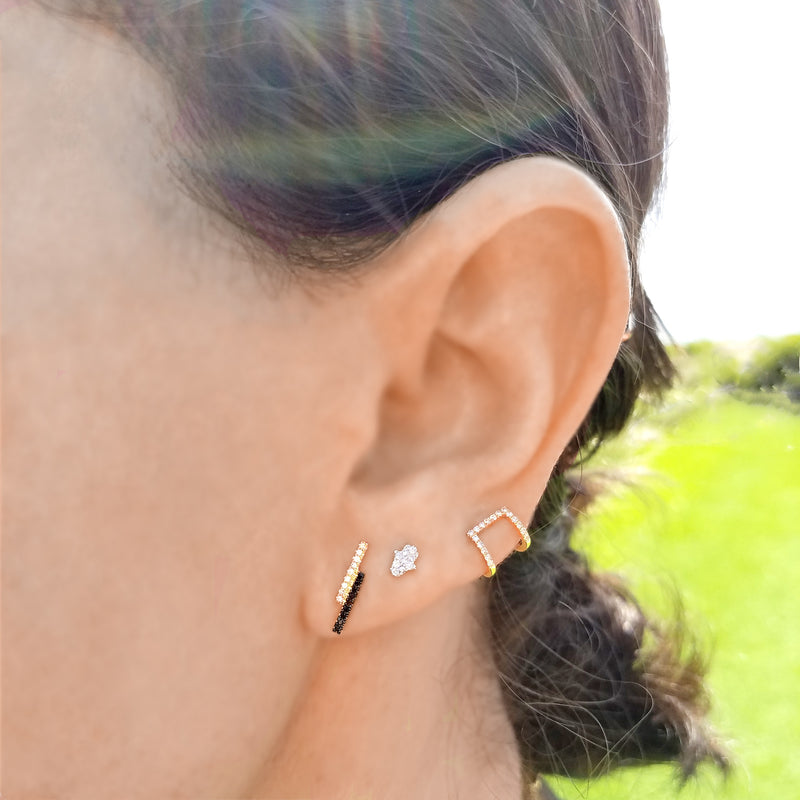 Small Diamond Pave Hamsa Earring - The Ear Stylist by Jo Nayor