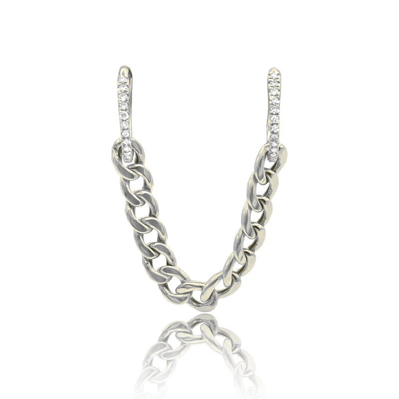 Curb Draped Diamond Hoops - Designer Earrings - EarStylist by Jo Nayor