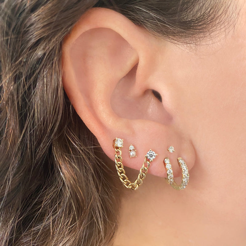 Double Studs with Curb Tether - Earrings - EarStylist by Jo Nayor