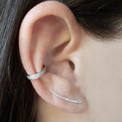 Gold and Diamond Curved Stick Climber Earring - The Ear Stylist by Jo Nayor