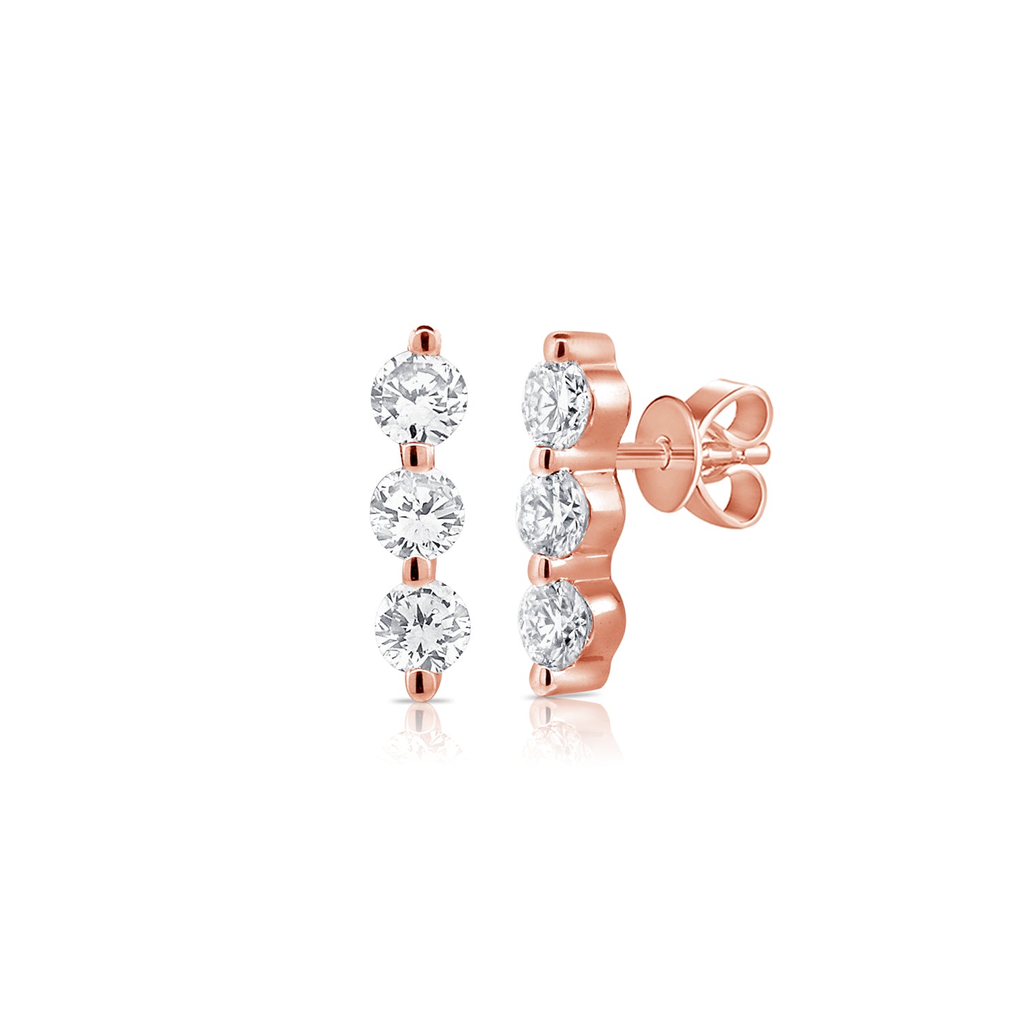 Diamond Trio Post Earring - Designer Earrings - The EarStylist by Jo Nayor 