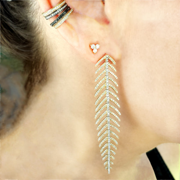 Diamond Feather Earring - The Ear Stylist by Jo Nayor