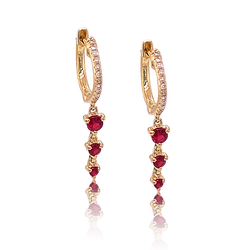 Diamond & Ruby Drop Huggies - Earrings - Ear Stylist by Jo Nayor