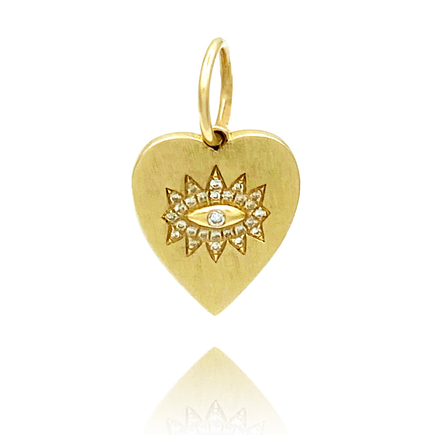 Mini Evil Eye Diamond Heart Charm - Designer Earrings - The EarStylist by Jo Nayor 