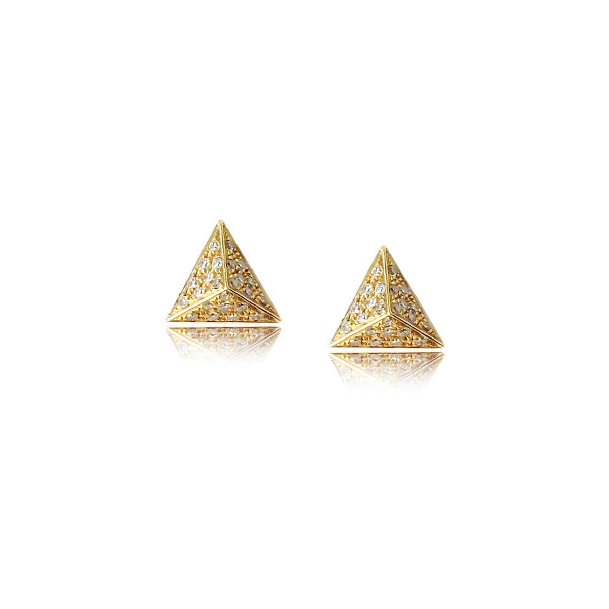 Gold & Diamond Triangle Pyramid Earring - The Ear Stylist by Jo Nayor