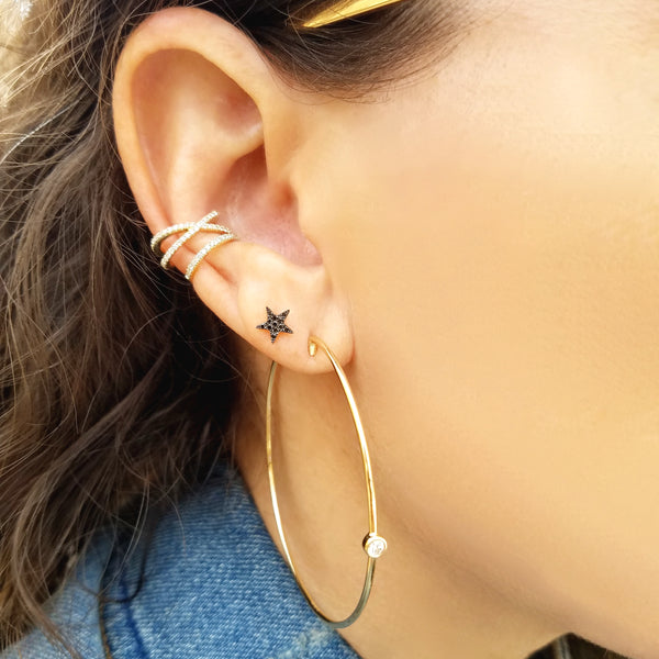 Bezeled Diamond Hoop Earrings - The Ear Stylist by Jo Nayor