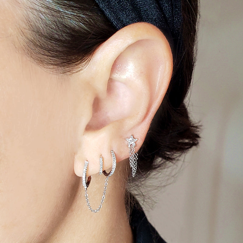 Diamond Chained Hoops - Designer Earrings - The EarStylist by Jo Nayor 