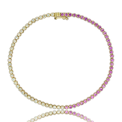 Diamond & Pink Sapphire Tennis Bracelet - Bracelets - Jo Nayor Designs