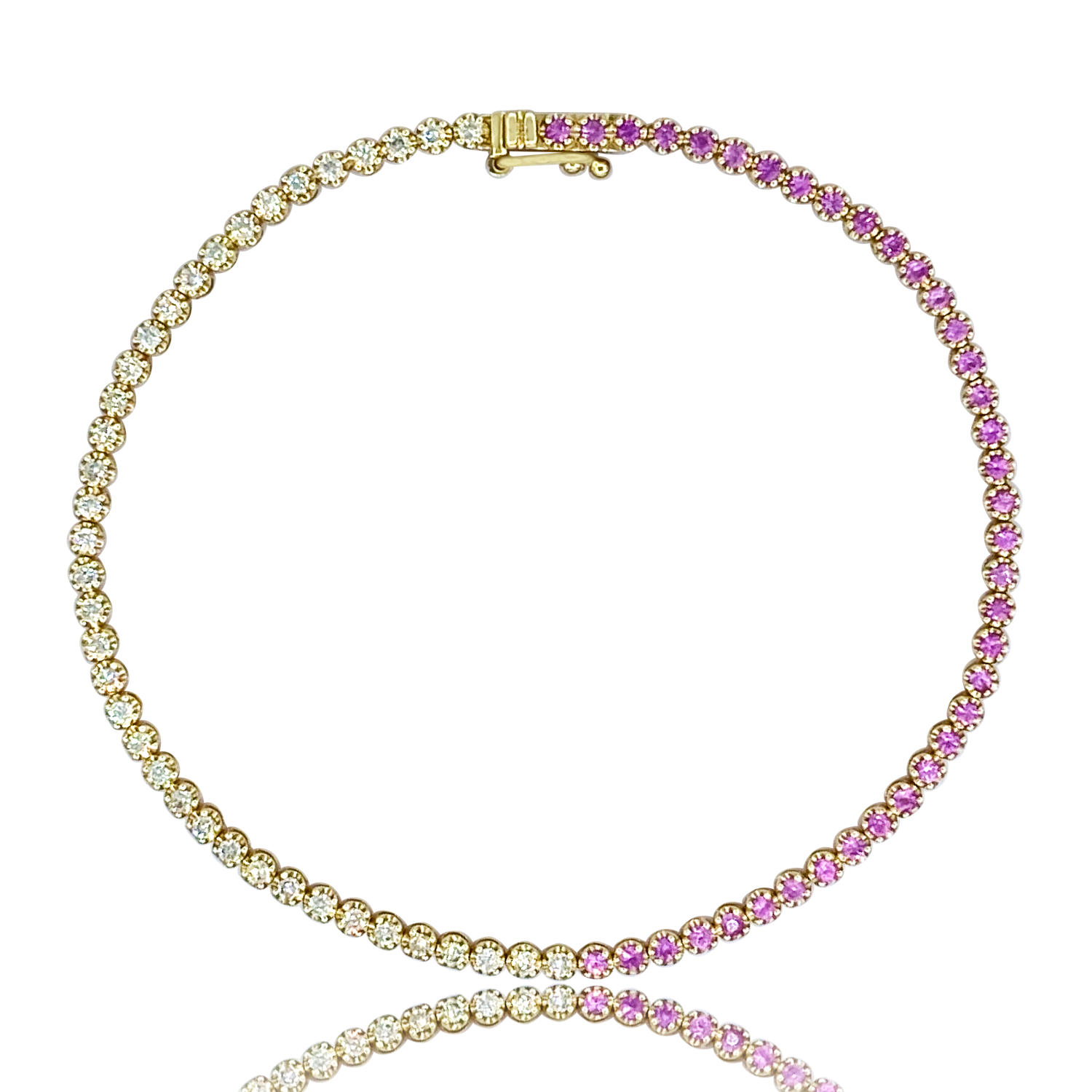 Diamond & Pink Sapphire Tennis Bracelet - Bracelets - Jo Nayor Designs