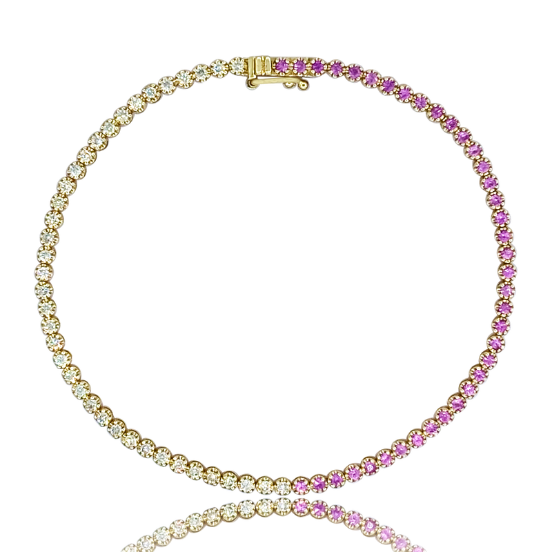Diamond & Pink Sapphire Tennis Bracelet - Bracelets - Jo Nayor Designs