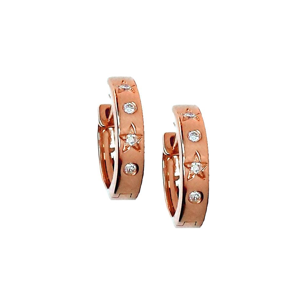 Gold and Diamond Star Mini Hoop Earrings - The Ear Stylist by Jo Nayor