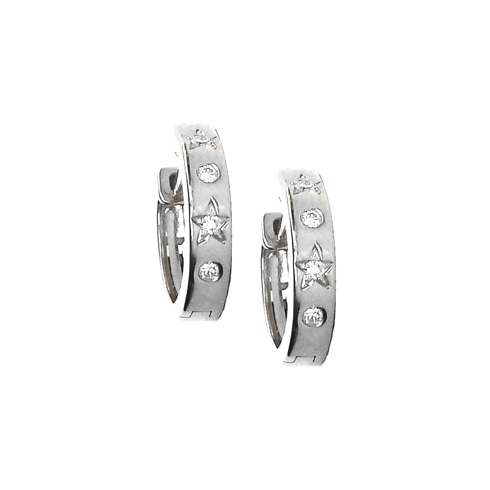 Gold and Diamond Star Mini Hoop Earrings - The Ear Stylist by Jo Nayor