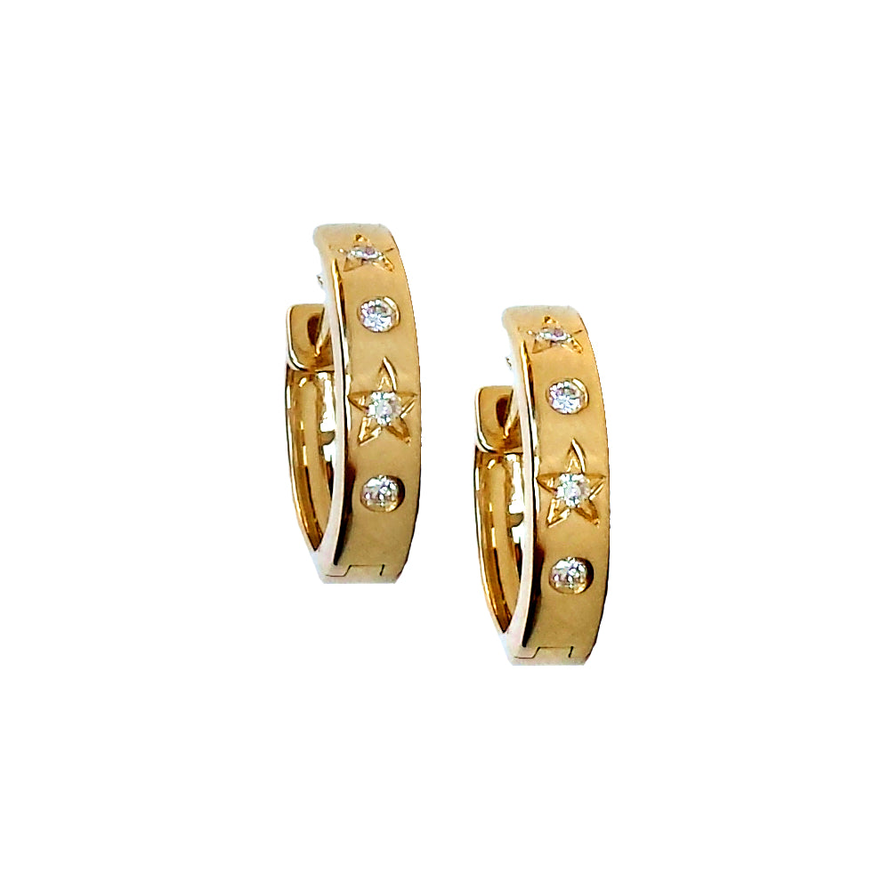 Gold and Diamond Star Mini Hoop Earrings - The Ear Stylist by Jo Nayor
