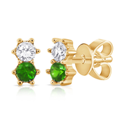 Diamond & Tsavorite Duo Studs - Earrings - The Ear Stylist by Jo Nayor