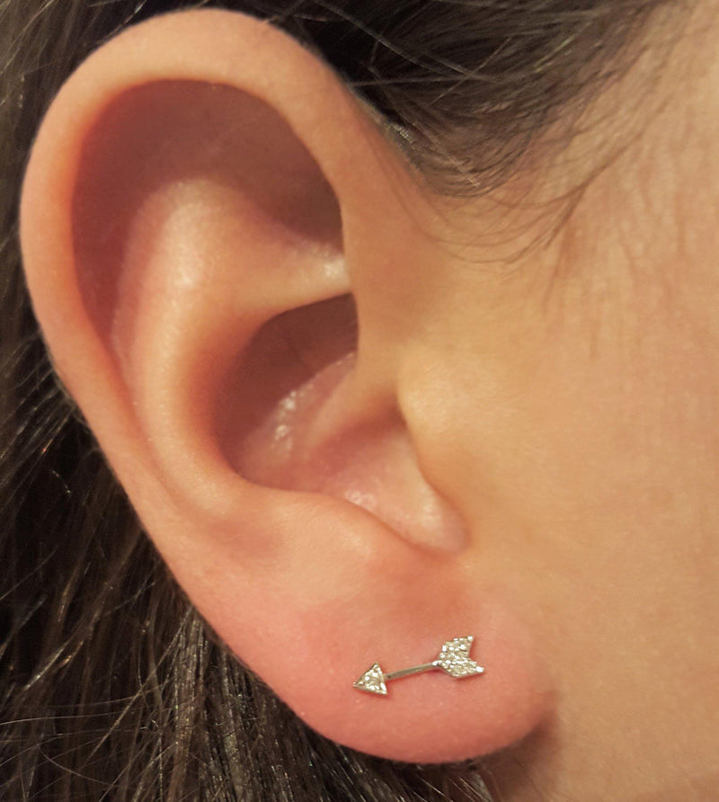 Gold Arrow and Diamond Stud Earring - The Ear Stylist by Jo Nayor