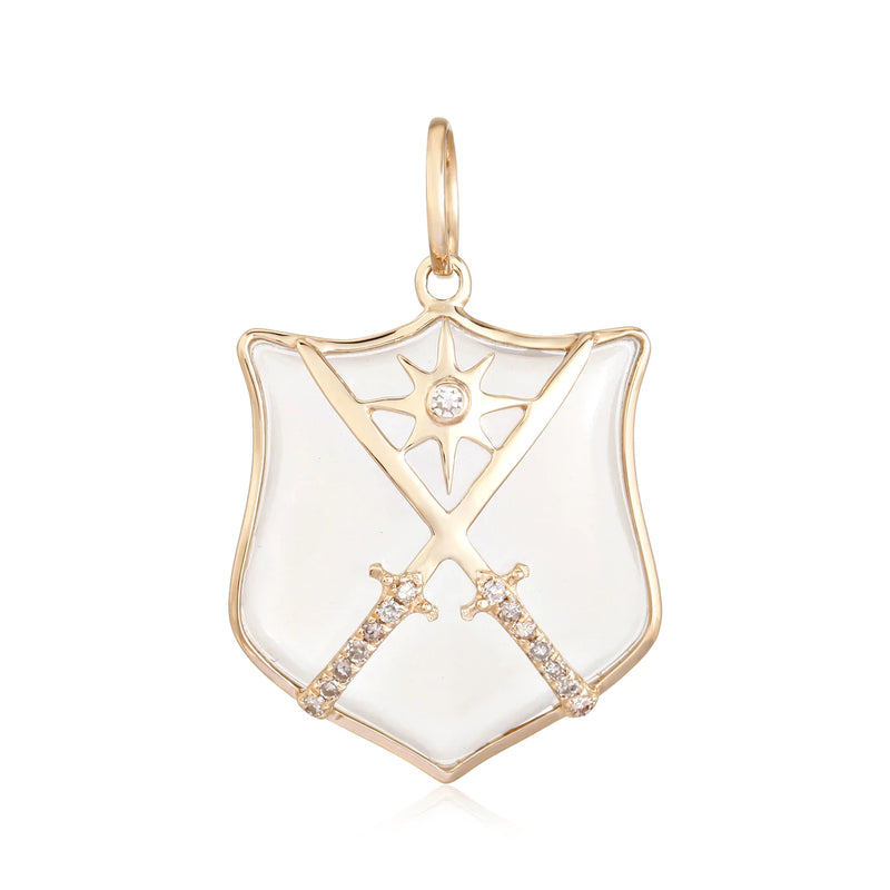 Diamond & Chrystal Shield Charm - Designer Necklaces - Jo Nayor