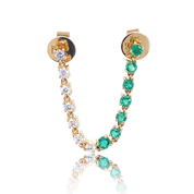 Diamond and Emerald Draped Studs -Earrings - Ear Stylist by Jo Nayor