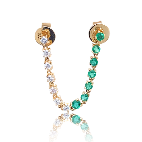 Diamond and Emerald Draped Studs -Earrings - Ear Stylist by Jo Nayor