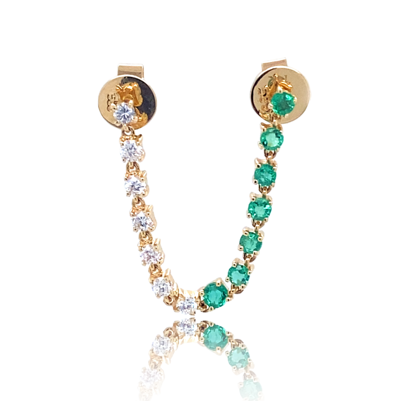 Diamond and Emerald Draped Studs -Earrings - Ear Stylist by Jo Nayor