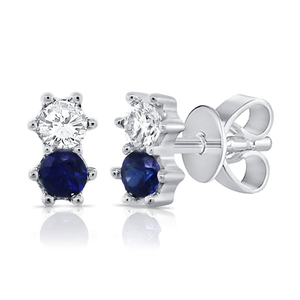 Diamond & Sapphire Duo Studs - Earrings - The EarStylist by Jo Nayor