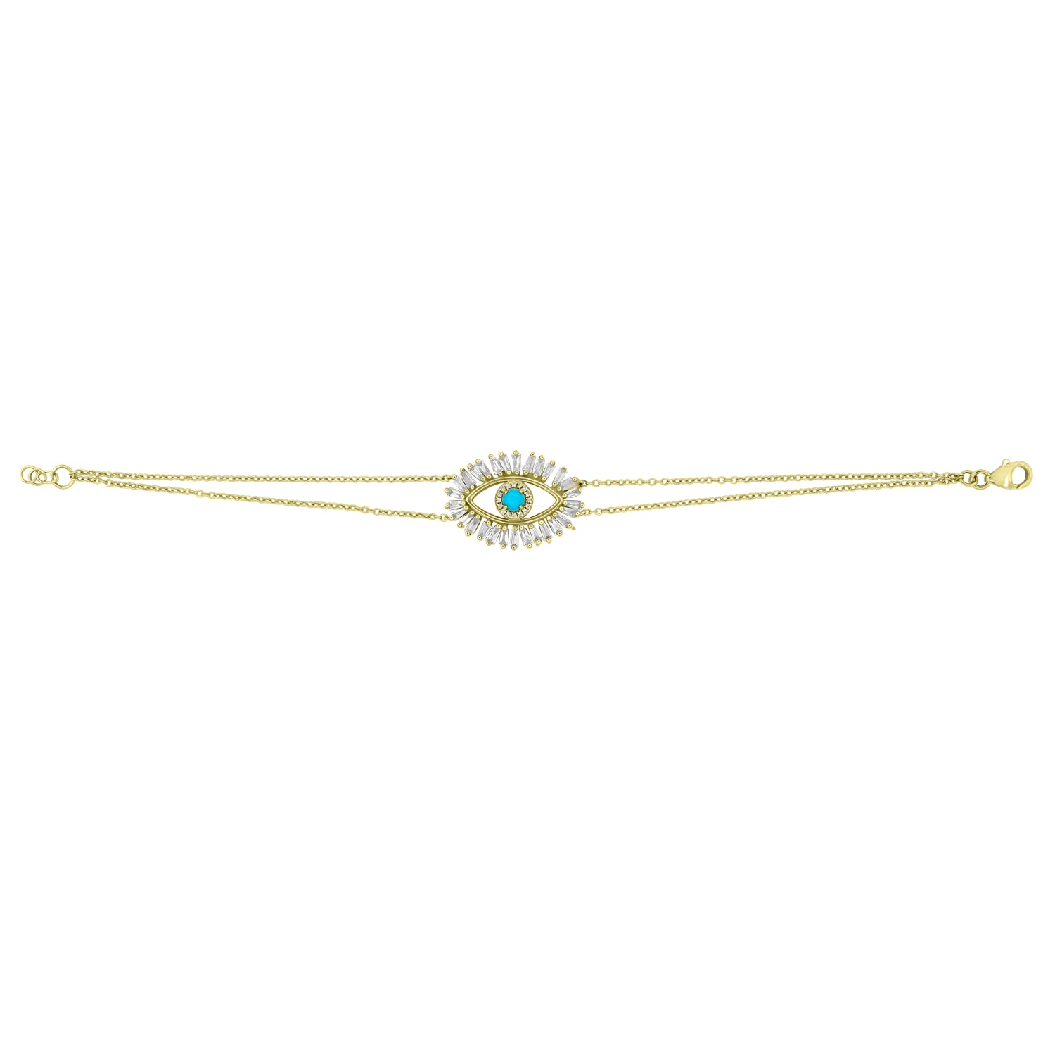 Diamond and Turquoise Evil Eye Bracelet - The Ear Stylist by Jo Nayor