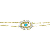 Diamond and Turquoise Evil Eye Bracelet - The Ear Stylist by Jo Nayor