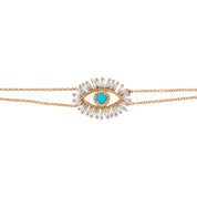 Diamond and Turquoise Evil Eye Bracelet - The Ear Stylist by Jo Nayor