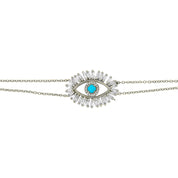Diamond and Turquoise Evil Eye Bracelet - The Ear Stylist by Jo Nayor