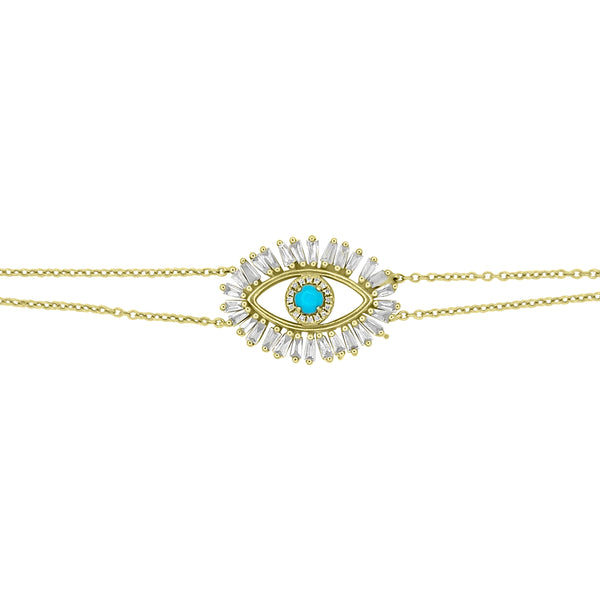 Diamond and Turquoise Evil Eye Bracelet - The Ear Stylist by Jo Nayor