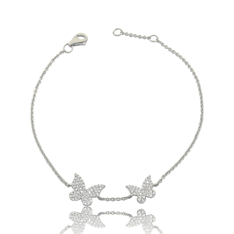 Diamond Butterfly Duo Bracelet- Designer Bracelet - Jo Nayor Designs