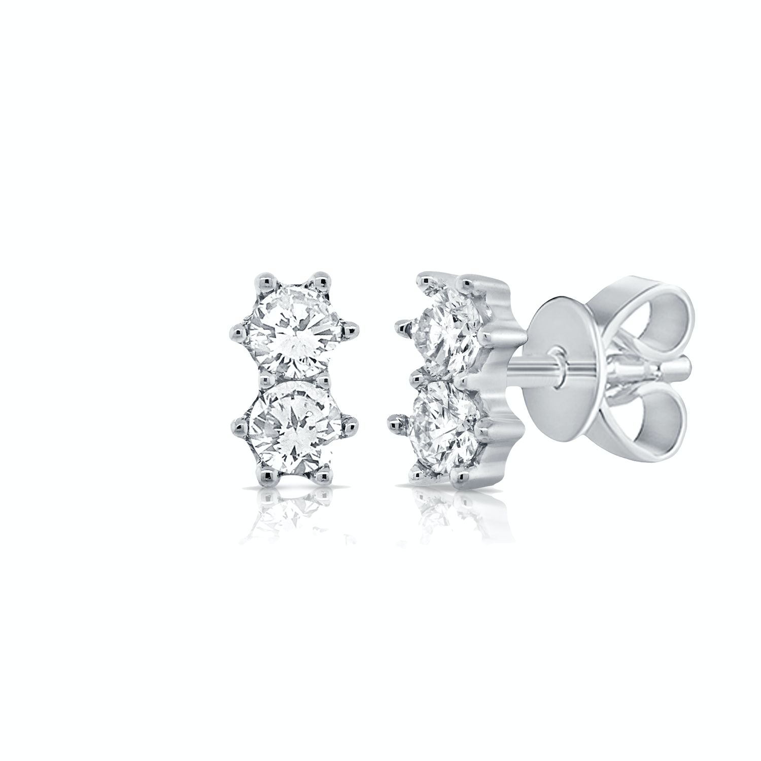 Double Diamond Prong Stud - Gold Earrings - The EarStylist by Jo Nayor