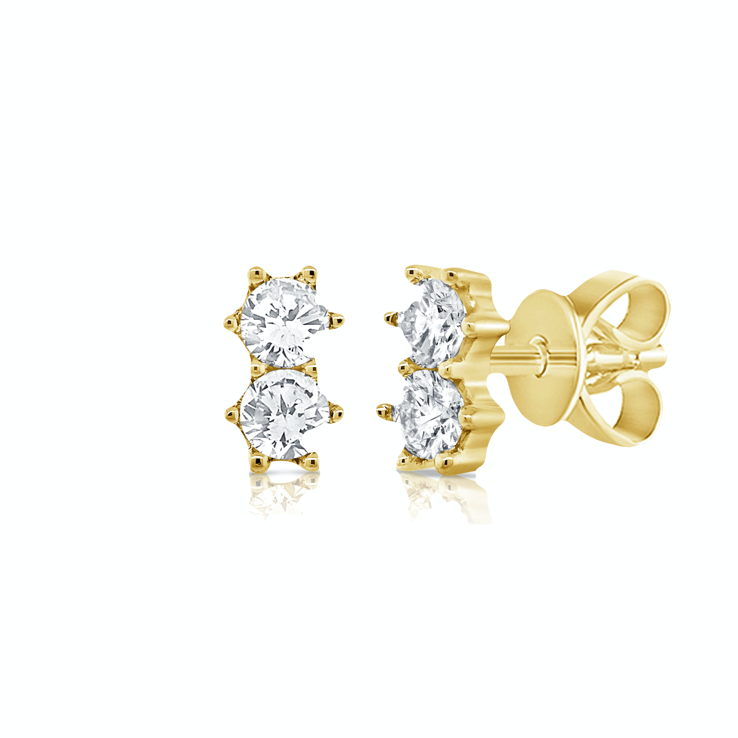 Double Diamond Prong Stud - Gold Earrings - The EarStylist by Jo Nayor