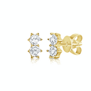 Double Diamond Prong Stud - Gold Earrings - The EarStylist by Jo Nayor