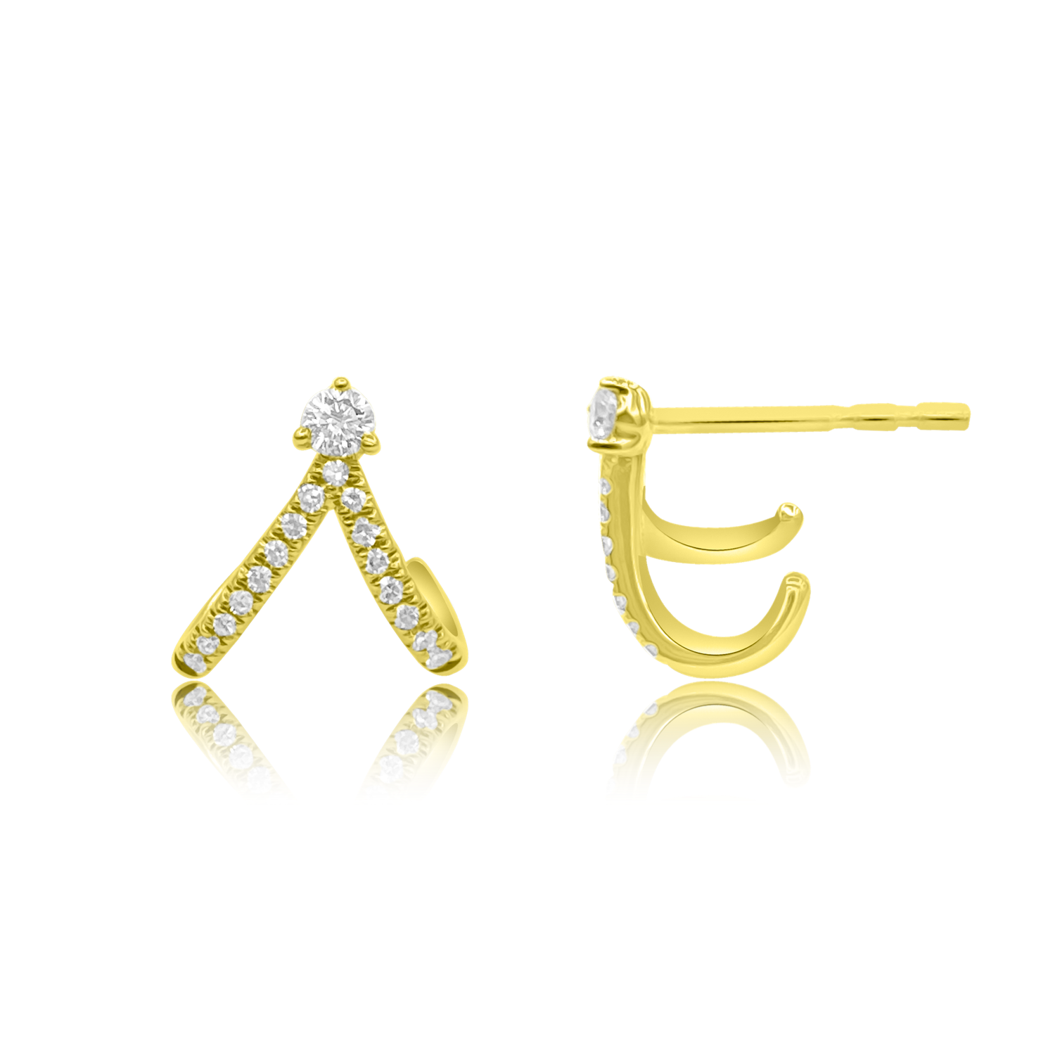 Double J Hook Diamond Earrings - Designer Earrings - The EarStylist