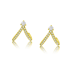 Double J Hook Diamond Earrings - Designer Earrings - The EarStylist