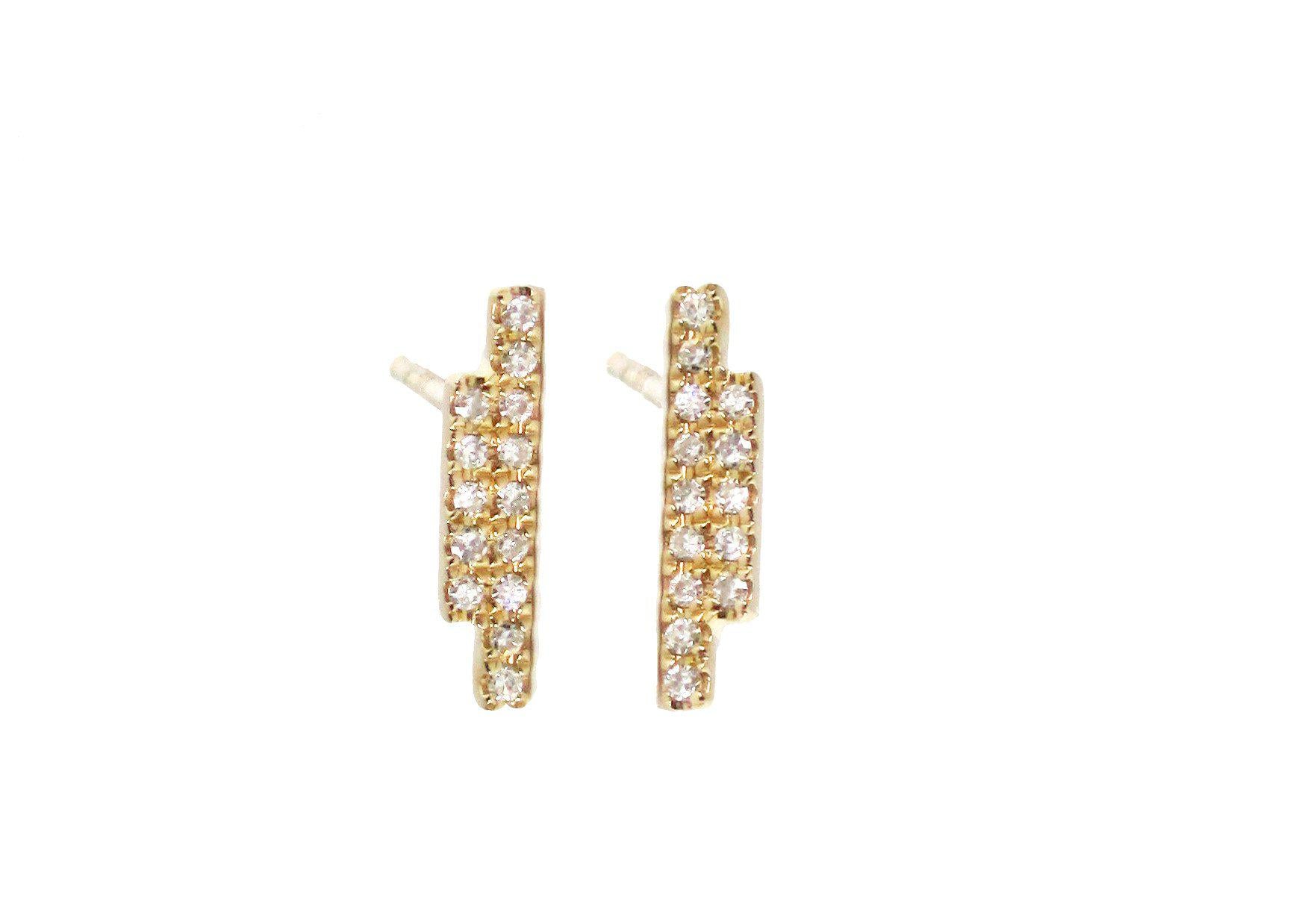 Double Diamond Bar Earring - The Ear Stylist by Jo Nayor