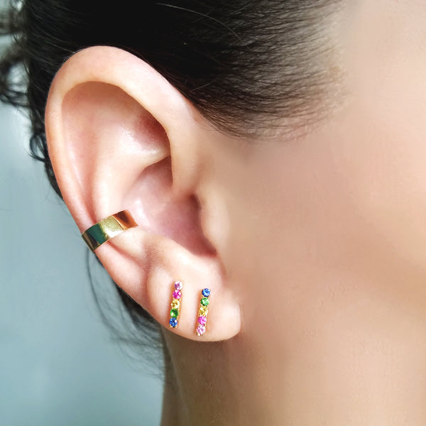 Rainbow Mini-Stick Stud Earring - The Ear Stylist by Jo Nayor