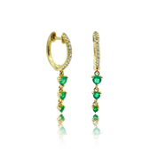 Emerald Drop Diamond Huggies - Earrings - Ear Stylist by Jo Nayor