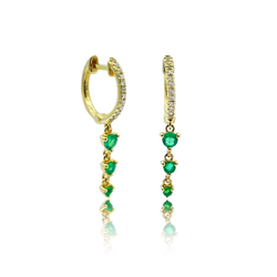 Emerald Drop Diamond Huggies - Earrings - Ear Stylist by Jo Nayor