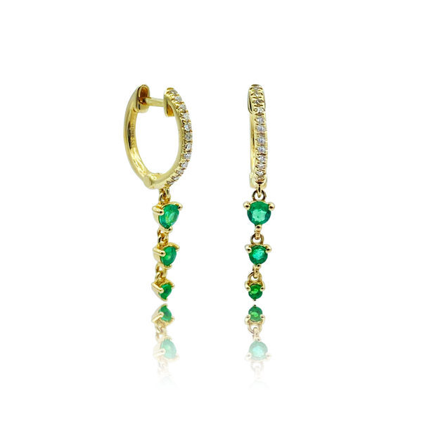 Emerald Drop Diamond Huggies - Earrings - Ear Stylist by Jo Nayor
