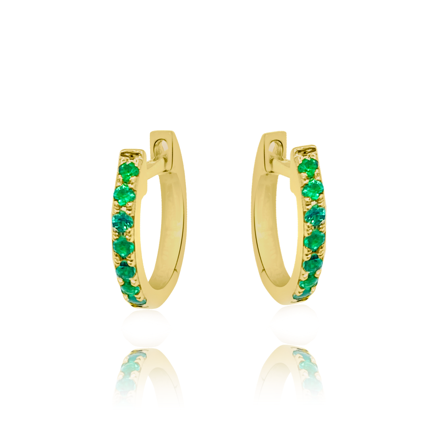9mm Emerald Mini Hoops - Designer Earrings - Ear Stylist by Jo Nayor