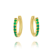 9mm Emerald Mini Hoops - Designer Earrings - Ear Stylist by Jo Nayor
