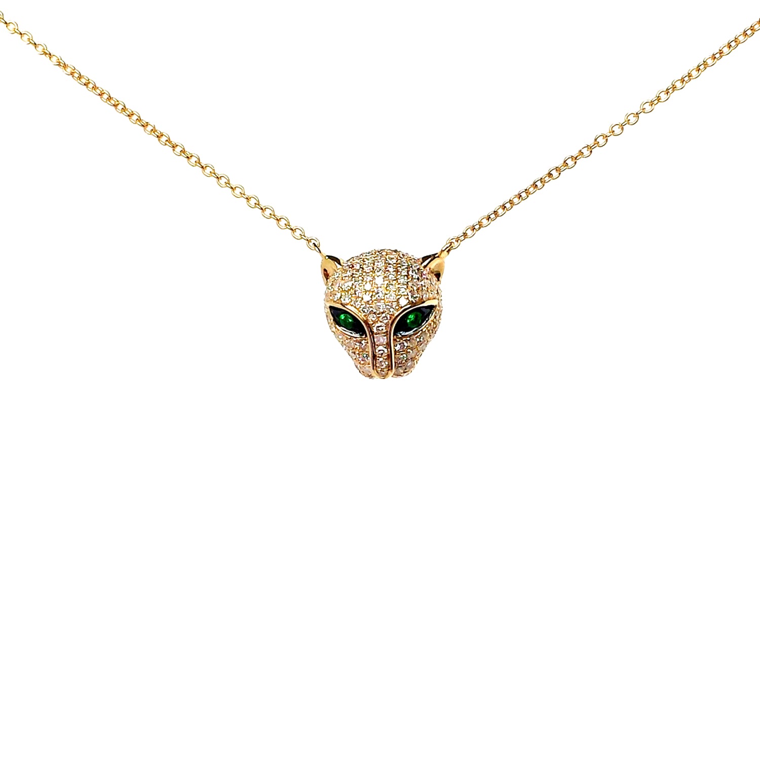 Emerald and Diamond Panther Necklace - Designer Earrings - The EarStylist by Jo Nayor 