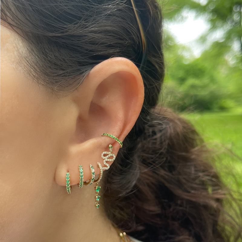 Reversible Diamond & Emerald Huggie Hoop Earrings - The Ear Stylist